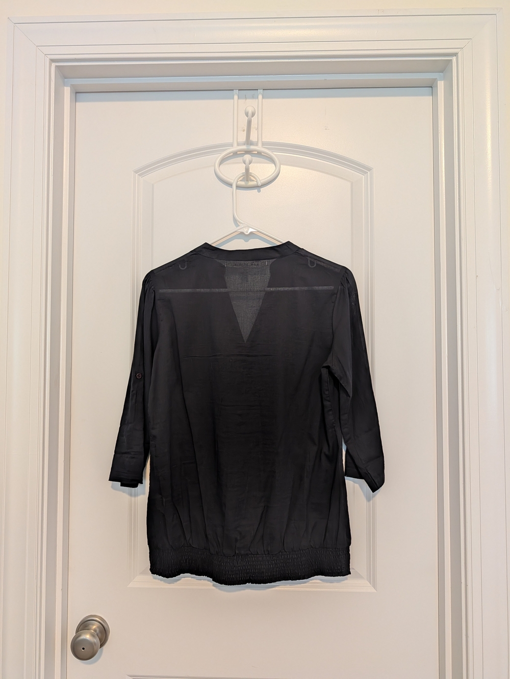 Max Studio Black Ruffled V-Neck Button Blouse - Picture 2 of 2